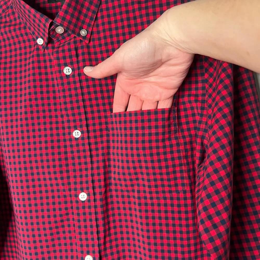 Banana Republic Slim Flex Fit Button Down Tech Stretch Cotton Mens M Check Plaid